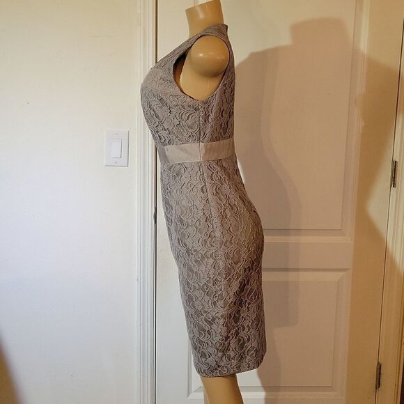 BRAND NEW WOMEN"S JAX SLEEVELESS GREY LACE ZIP-BACK COCKTAIL DRESS - Picture 11 of 13